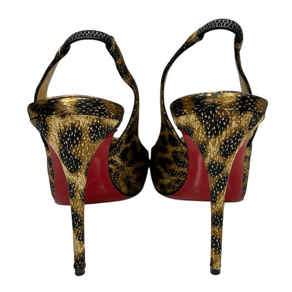 Christian Louboutin Drama Sling 100 Lurex Panthere Stud Pump EU 37 US 7 Heels - Picture 8 of 12